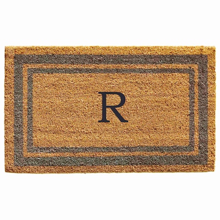 Monogram Door Mat, Natural, Periwinkle, 24 in W x 36 in L